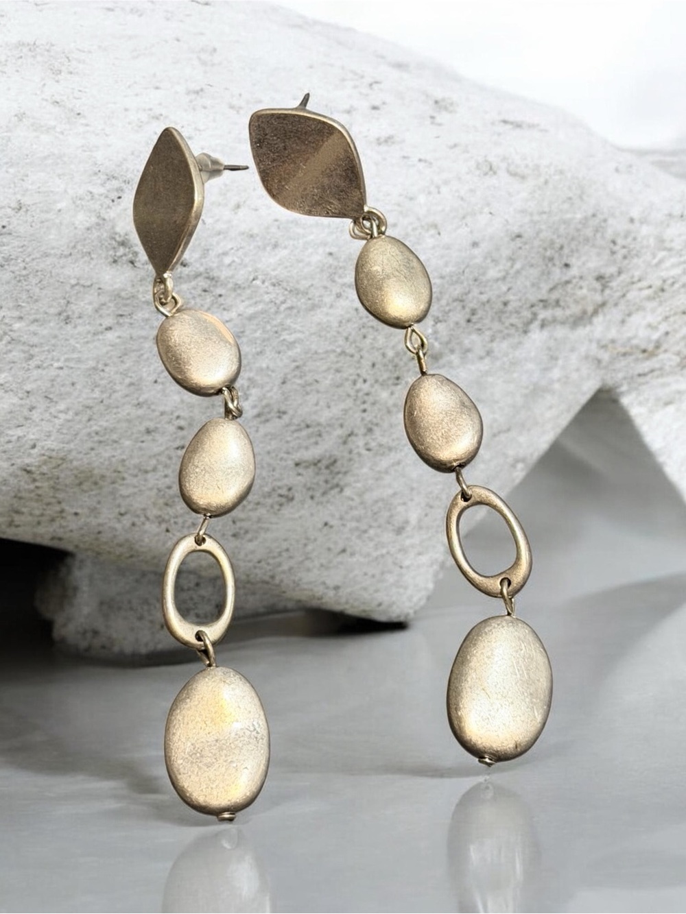 Silver tone Drop Link Dangle Earrings - Women Jewelry 8”